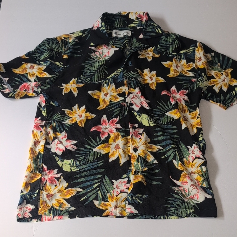 No Boundaries Tropical Leaf Shirt - Black and Green